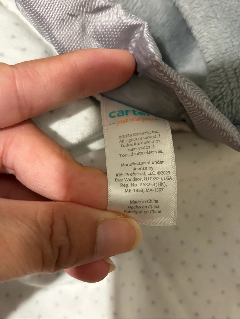 Carter's Grey Elephant Plush Security Bib Blanket